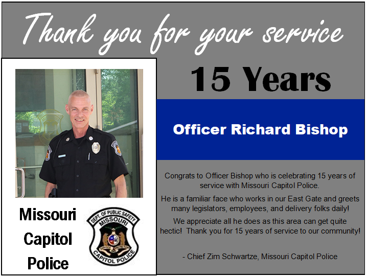 Thank you for your service - 15 years Officer Richard Bishop